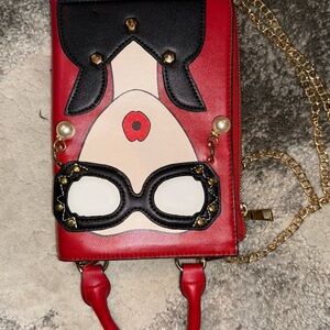 Designer Red and Black Crossbody Bag